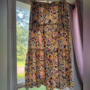 Old Navy Orange Yellow Tiered Midi Skirt